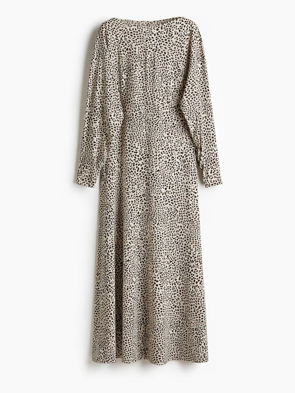 H&M Leopard Print Long Sleeve Midi Dress - Cream/Black